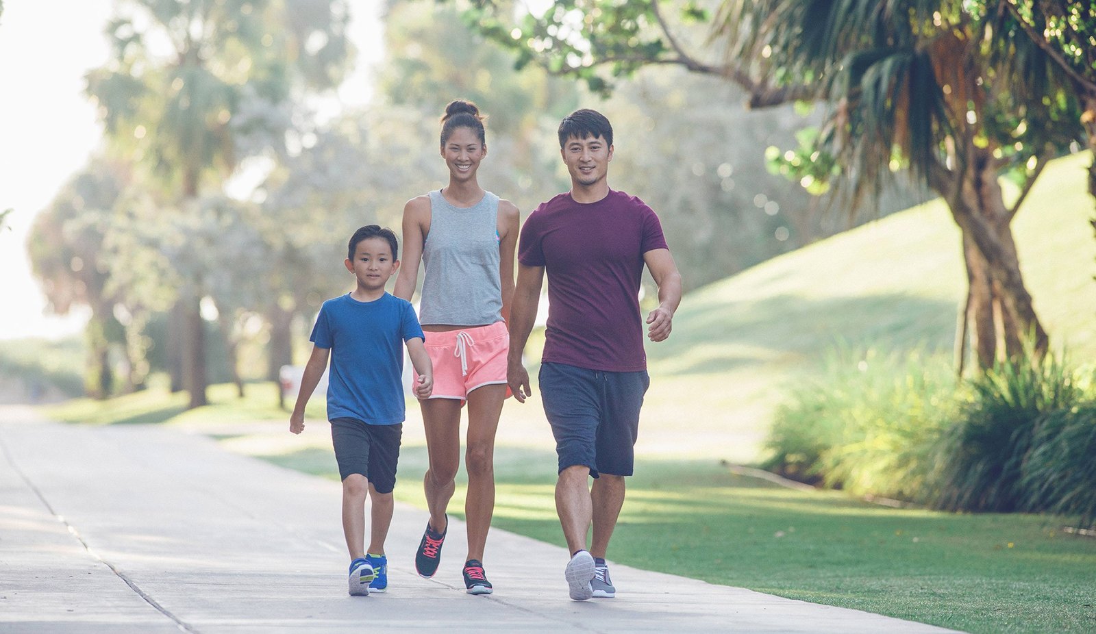 A family enjoying a walk together outdoors